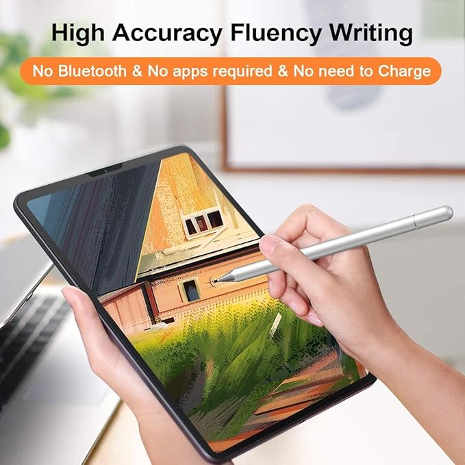 Stylus Touch Screen Pen Fiber Tip Compatible with iPad Pro 9.7" (1st Gen)/iPad 9.7" (5th/6th Gen), Aluminum Lightweight Silver Color