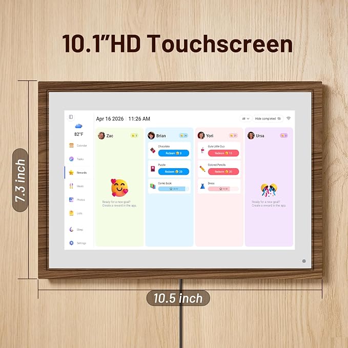 10.1 Inch Digital Calendar - Touchscreen Chore Chart & Family Planner, HD Interactive Display for Wall/Desk, To-Do List & Meal Planner, Digital Picture Frame Gift for Women, Moms, Office & Home