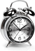 AYRELY Super Loud Alarm Clock for Heavy Sleepers Adults,Twin Bell Retro 4 Inch Silent Non-Ticking Quartz with Backlight, Metal dial, Alarm Clocks for Bedrooms Bedside (Gray)