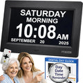 Large Display Digital Dementia Clocks for Seniors, 7'' Day Date Time Calendar Clock for Elderly, Simple Setup, 19 Alarm Reminders, Adjustable Brightness, DST