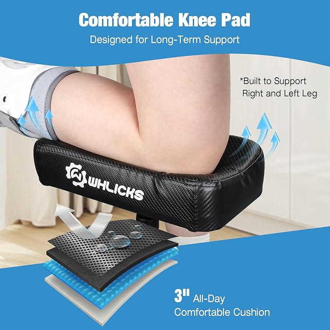 WHLICKS All Terrain Knee Scooter for Adults for Foot Surgery, Foldable & Steerable Knee Walker with PU Wheels, Medical Knee Scooter for Broken Foot Injured, Lightweight Leg Scooter for Broken Ankle