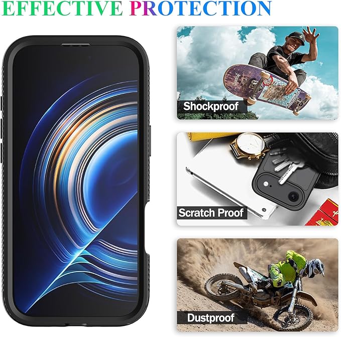 wahhle Case Compatible with iPhone 17 Air, Built in Screen Protector Full Body Shockproof Slim Fit Bumper Protective Phone Cover Men Women 6.5“-Black/Clear