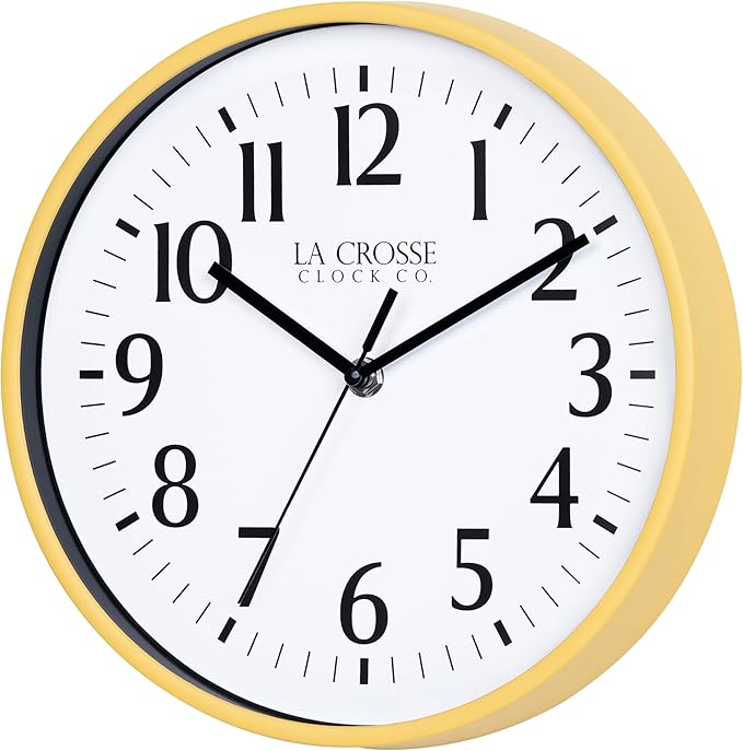 La Crosse Clock 404-3025Y 10 Inch Yellow Basics Analog Quartz Wall Clock