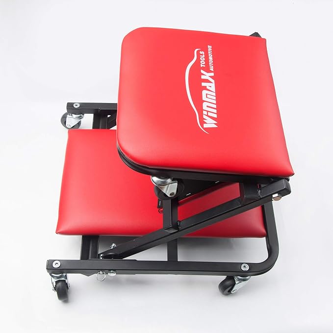WINTOOLS 41" Foldable Heavy Duty Z Creeper Seat Rolling Chair Mechanics Garage 2 in 1 Work Bench
