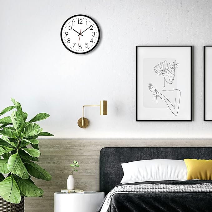Lumuasky Wall Clock Silent Non-Ticking 12 Inch Quartz Battery Operated Round Analog Wall Clock with Easy to Read Large Numbers for Classroom,School, Office, Living Room, Bedroom,Kitchen