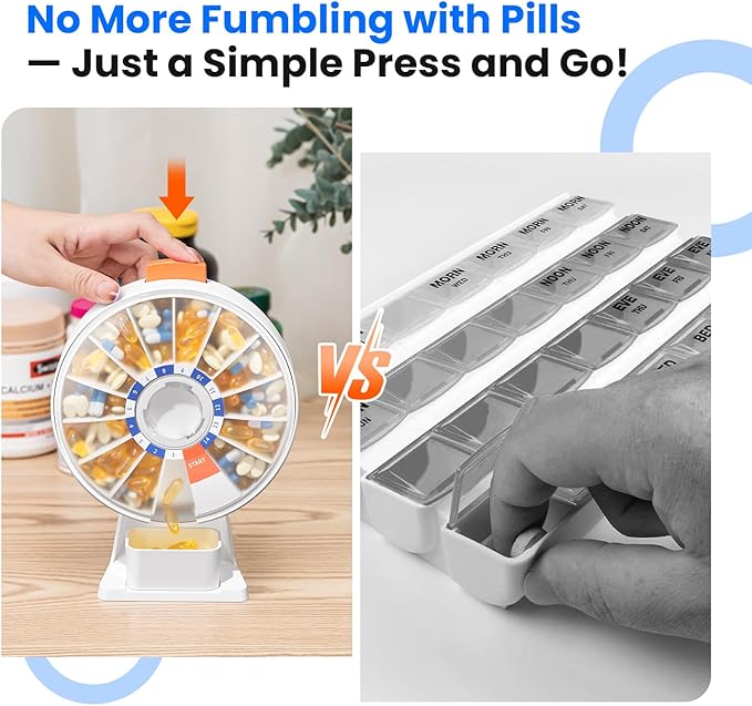 Odaro Large Pill Dispenser Weekly 7-Day AM/PM Wall-Mount or Standing White
