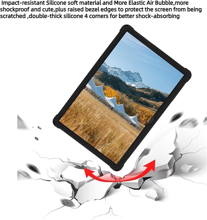 Silicone Tablet Case 360 Rotating Stand/Handle and Shoulder Strap Stylus Pen Soft Cover Compatible with COLORROOM/TUOHAITIME/JIKOCXN/WXUNJA C5 11 inch Black