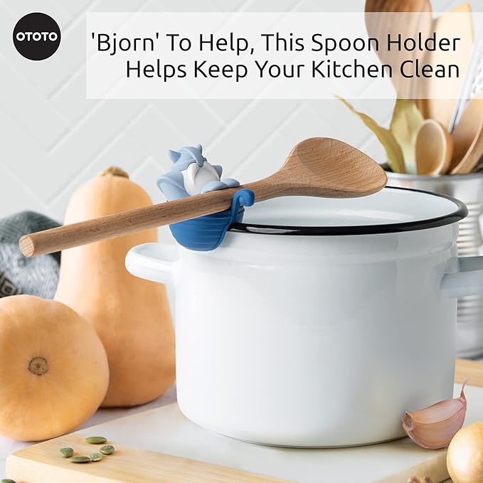 New!!! Bjorn Viking Spoon Holder by OTOTO - Spoon Rest for Stove Top, Kitchen Utensil Holder, Silicone Spoon Rest - Small Kitchen Gadgets, Fun Kitchen Gadgets
