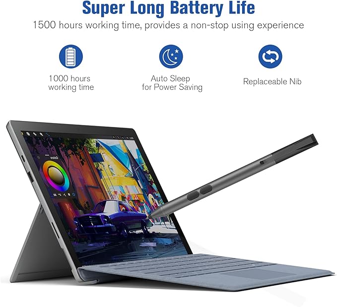 Stylus Pen for ASUS Touchscreen Devices, Active Digital Pen with Ultra-Fine Tip, 1024 Pressure Sensitivity, Palm Rejection for Precision Drawing and Writing