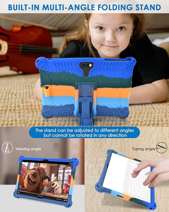 DETUOSI 10.1 inch Tablet Case Compatible with Feonal 10", ANTEMPER Touch 10.1, Gowin Touch 10.1, WECOOL WM1001R 10 inch, Soft Silicone Lightweight Case with Stylus Pen & Strap, Dazzling Dark Blue