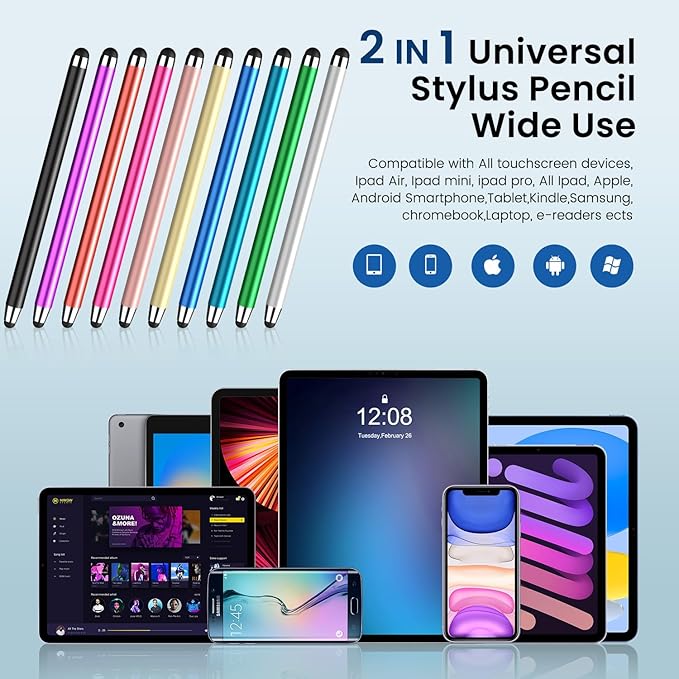 Stylus Pen for Touchscreen 20 Pack, 2 in 1 Universal Stylus High Precision Sensitivity, Stylus Pen for ipad, iPhone, Android, Galaxy Microsoft,Chromebook Tablet All Capacitive Touch Screens