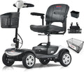 Christmas Gift for Mom Dad Parents Metro Mobility Scooter for Adults/Seniors-4-Wheel Foldable Electric Powered Mobility Scooters-with Thickened Leather Seats-Long Range Power Extended Battery-M1 White