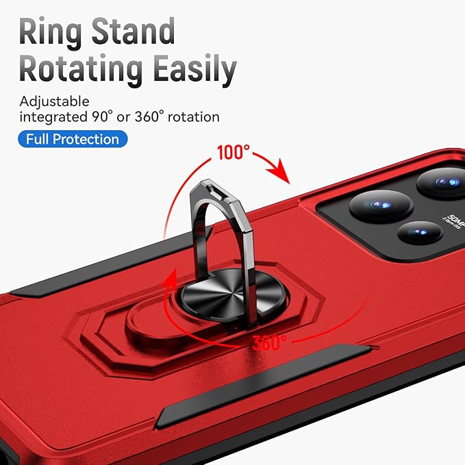 for Motorola Moto G Power 2026/2025 Case [15 FT Military Grade Drop Protection] with 2X Tempered Glass Screen Protector, Heavy-Duty Shockproof Kickstand Case Red
