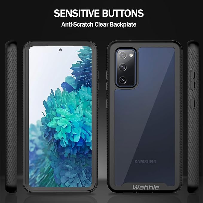 wahhle Compatible with Samsung Galaxy S20 FE 5G Case, Built in Screen Protector Full Body Shockproof Slim Fit Bumper Protective Phone Cover for Samsung S20 FE 5G Men Women-Black/Clear