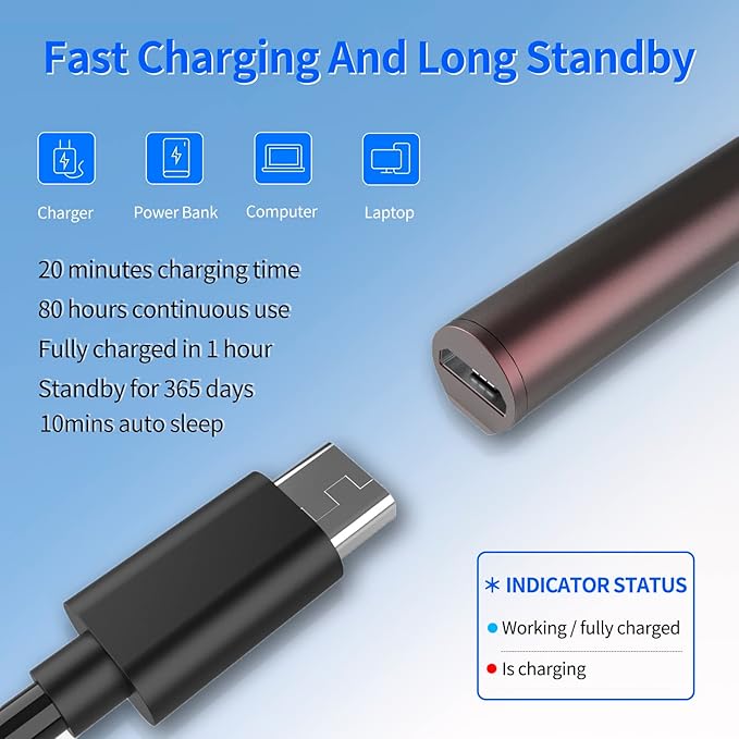 Stylus Pen for HP Envy X360 Pavilion X360 Specter X360 Spectre X2 Envy X2 Rechargeable MPP 2.0 Tilt Active Pen with 4096 Pressure Sensitivity, Palm Rejection, Magnetic Attachment Function, Red