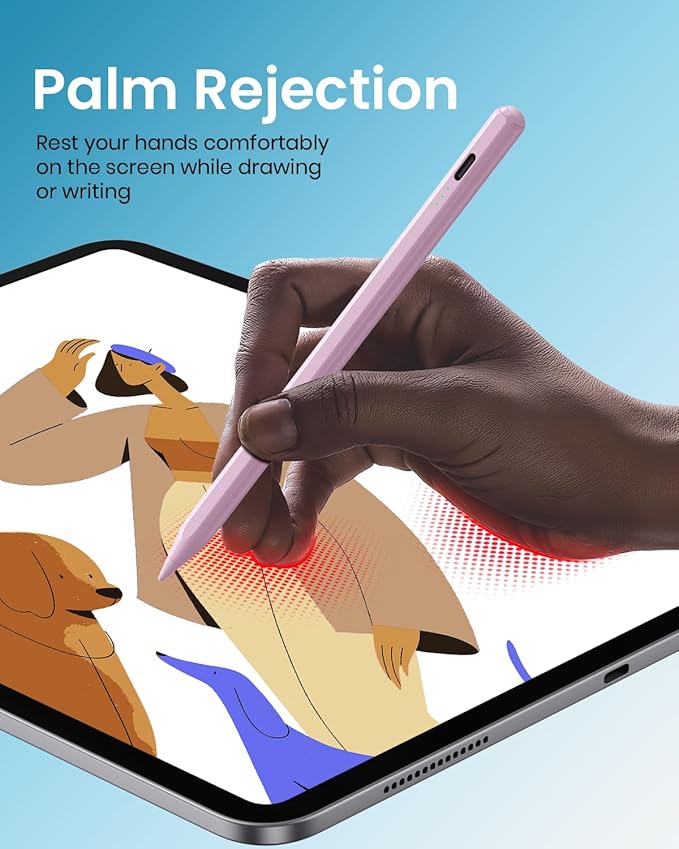 Hastraith Stylus Pen for iPad(2018-2026)-2X Faster Charge with Tilt Sensitivity & Palm Rejection for iPad 11/10/9/8/7/6th Gen, Air 5/4/3/M4/M3/M2, Pro 13"/12.9"/11"/M4, Mini 7/6/5th, Pink
