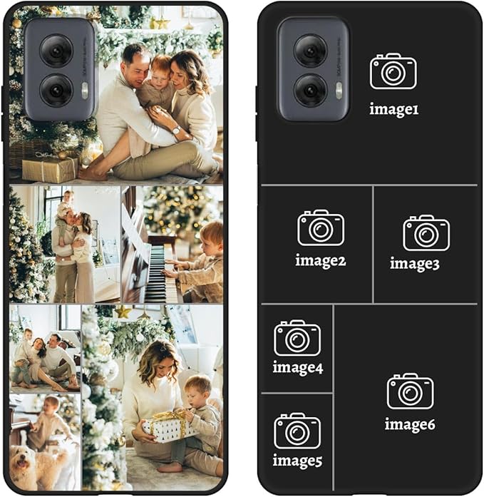 Design Your Own Case for Motorola Moto G Power 5G 2024, Custom Personalized Photo Collage Text Cover, Customized Picture Shockproof Protective Soft Slim Silicone Case, Gift for Birthday, Black