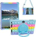 Silicone Tablet Case 360 Rotating Stand/Handle and Shoulder Strap Stylus Pen Soft Cover Compatible with COLORROOM/TUOHAITIME/JIKOCXN/WXUNJA C5 11 inch Lightblue