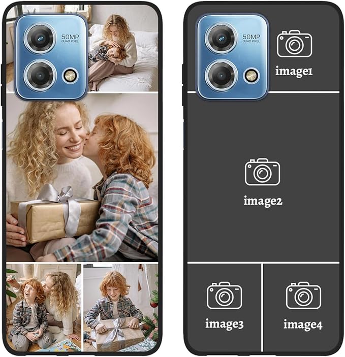 Custom Photo Case for Motorola Moto G Stylus 2023, Create Your Own Picture Collage Phone Case, Soft Drop Protection, Personalized Anti-Scratch TPU Soft Cover, Gifts for Family Friends, Black
