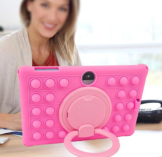 Silicone Tablet Case 360 Rotating Stand/Handle and Shoulder Strap Stylus Pen Soft Cover Compatible with COLORROOM/TUOHAITIME/JIKOCXN/WXUNJA C5 11 inch Pink