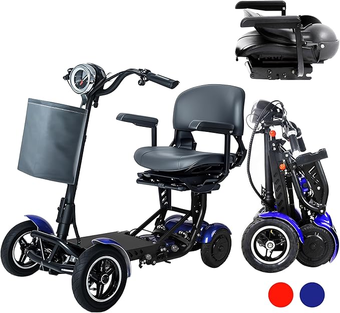 Mobility Scooter for Seniors & Adults – Lightweight Folding 4-Wheel Electric Scooter with Basket, 500W Dual Motor, 11MPH, 30-Mile Range, 3-Speed Modes, Compact Foldable Mobiltiy Scooters