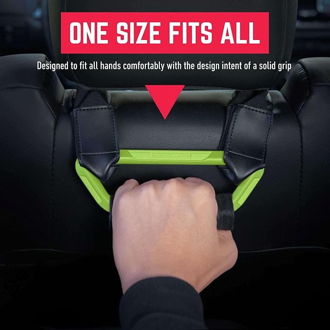 GPCA BackGrip X Heavy-Duty Headrest Grab Handle for Lifted Trucks & Jeeps, Rear Seat Entry Assist for Seniors & Kids, Fits Vehicles with Pole-Style Headrests (Up to 16mm), Easy Install (2PC- Green)