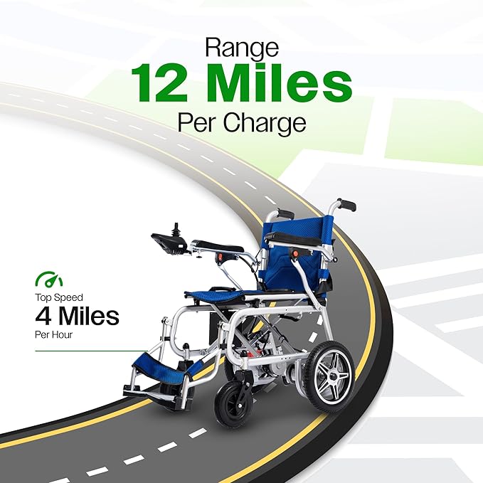 Culver Artemis Pro Lightweight Foldable Electric Wheelchairs for Seniors - 2x250W Motor Power Wheelchair - Long Range Travel/User Friendly Electric Wheelchairs for Seniors (Blue)