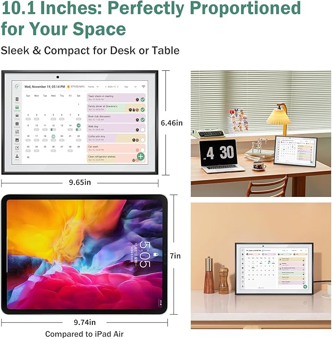 WiFi Digital Calendar Smart Family Planner,Chore Charts, Achievement Rewards, AI Meal Planning, Smart Touchscreen Interactive Display for Schedules and Cloud Photo Desk Bases, Gifts for Women Men, Gifts for Mom Dad, 10.1'' Black