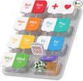 Extra Large Pill Organizer with Desiccant Pads, Moisture-Resistant & Detachable Weekly Pill Box 2 Times a Day, Wide Opening for Vitamins and Daily Pills, Easy for Seniors, Home & Travel Use