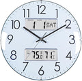 Nbdeal 13-Inch Analog Silent Wall Clock with Calendar Temperature & Humidity (White)