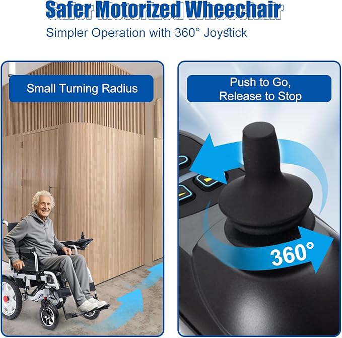 Electric Wheelchairs for Adults Lightweight Foldable Motorized Wheelchair for Seniors Support 330lb,500W Motor All-Terrain Power Wheelchair,Compact Size Travel Wheelchair Airline Approved