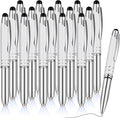 Zonon 15 Pieces 3 in 1 Ballpoint Pen with LED Flashlight and Stylus Tip Multi-Function Capacitive Pen, 1.0 mm Black Ink Metal Ballpoint for Touch Screens Nurse Teacher Gifts(White)