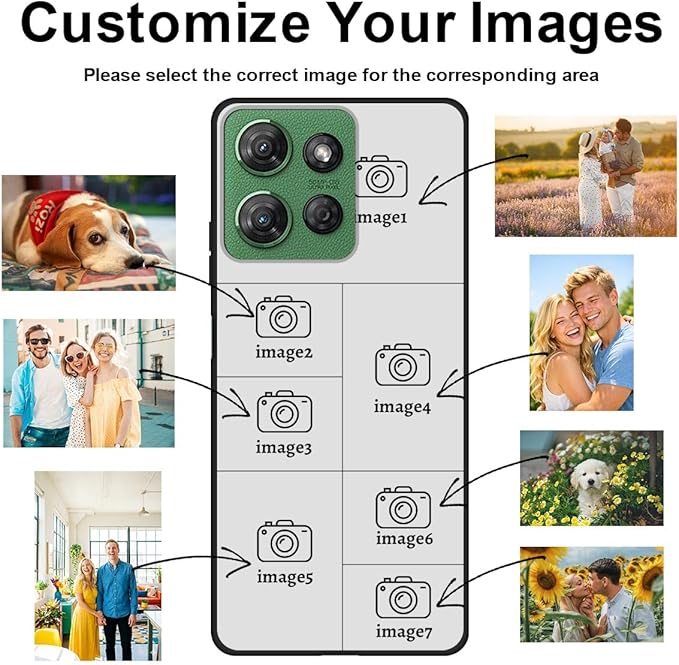 Custom Personalized Case for Motorola Moto G 5G 2026 6.7 inch, Customized Multiple Photos Collage Text Phone Cover, Full Body Shockproof Soft Silicone Case, Anti-Scratch, Wireless Charging, Black