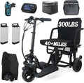 New Upgrade Folding Mobility Scooters for Adults, 9.32mph 50 Miles Driving Distance, with 2 * 10AH Long-Range Lithium Battery, 3 Wheel Ultra Lightweight Travel Portable Power Scooters for Seniors