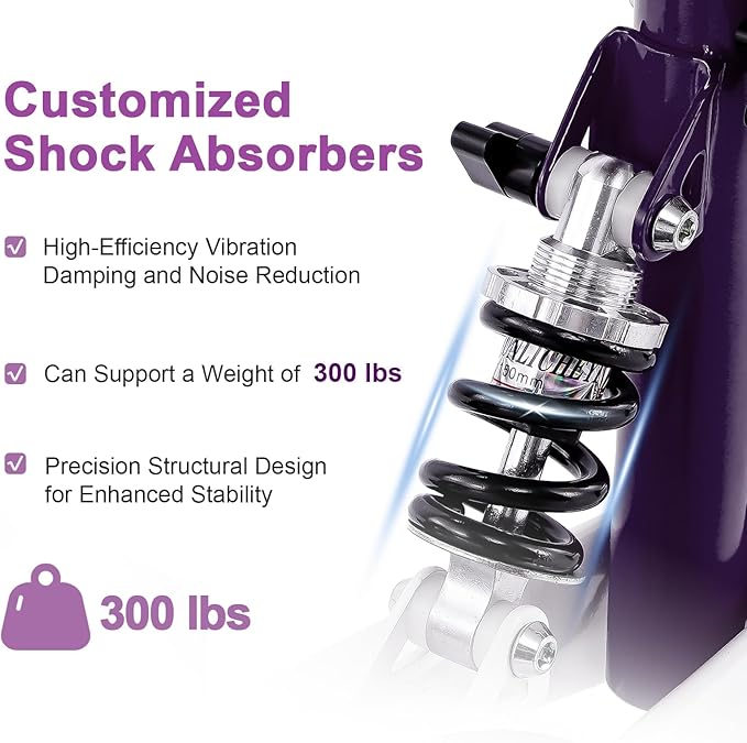 BlessReach Steerable Knee Walker Deluxe Medical Scooter for Foot Injuries Compact Crutches, with Dual Rear on-Wheel Brake and Shock Absorption Under The Knee pad（Purple）
