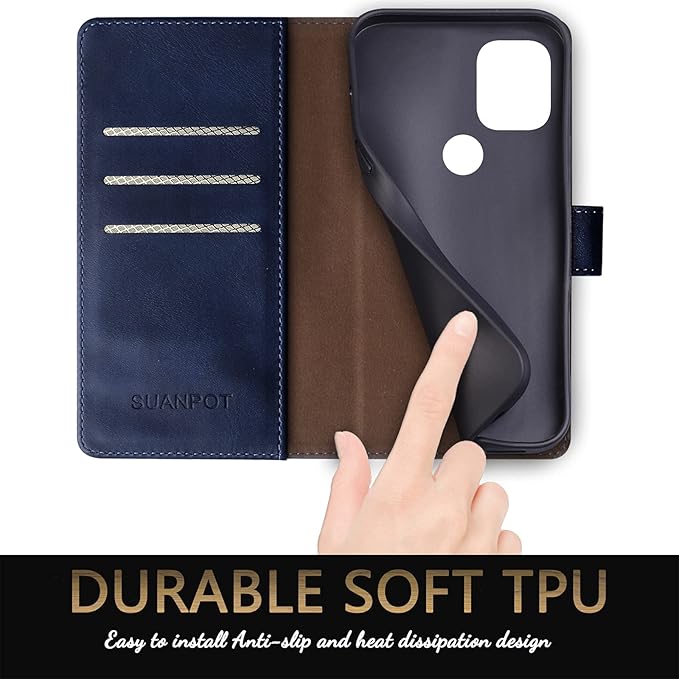 SUANPOT [RFID Blocking for Motorola Moto G Stylus 5G(Non 2022) with Wallet case Credit Card Holder,Flip Book PU Leather Shockproof Cover Cellphone Women Men for Moto G Stylus 5G Phone case Navy Blue