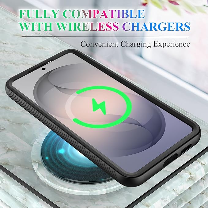 wahhle Compatible with Samsung Galaxy S26 Case, Magnetic Wireless Charging Built in Screen Protector Full Body Shockproof Slim Fit Bumper Protective Phone Cover for S26 - Black/Clear
