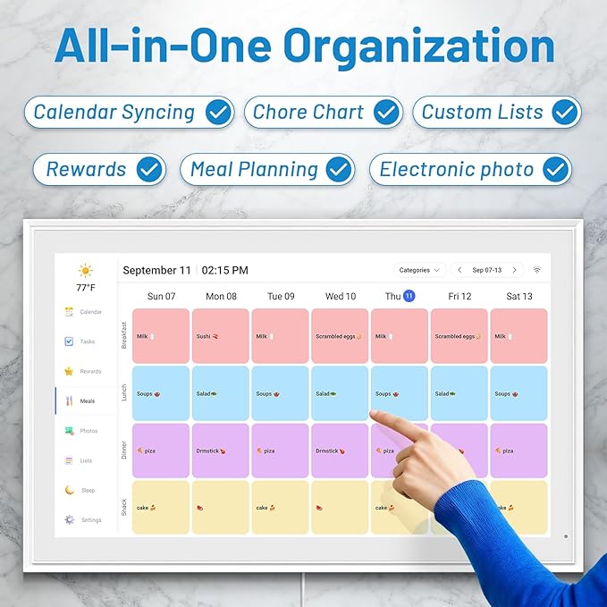 Digital Calendar, 21.5 Inch Smart Wall Calendar & 2026 Planner & Chore Chart, Gifts for Women Men, Gifts for Mom Dad, Touchscreen Interactive Display, Wall Mount