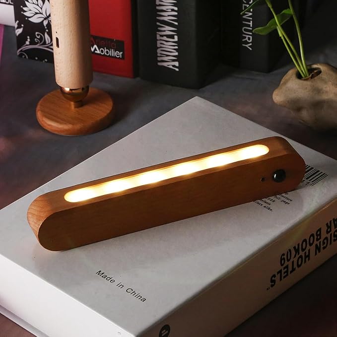 2 Pcs LED Motion Sensor Night Light Battery Operated Wall Light-USB Rechargeable Magnetic Light with Warm White Light for Room Bathroom Cabinet Closet Hallway Comes