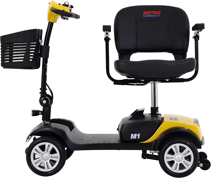 4-Wheel Metro Mobility Scooter-Powered Mobility Scooter for Adults Senior with seat-300 lbs Capacity-with Charger and Basket-M1 Yellow