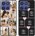 Personalized Photo Case for Motorola Moto G Stylus 5G 2025 6.7 inch, Thin Slim Soft Rubber Black Phone Cover, Custom Picture Collage Pink Heart Cute Case for Women Girl, Gift for Birthday Anniversary