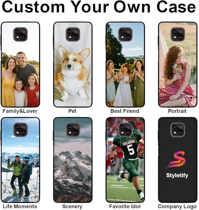 Custom Phone Case for Motorola Moto G Power 2021, Design Your Personalized Photo Logo Name Phone Cover, Slim Soft TPU Lightweight Silicone Black Case, Customized Gift for Birthday Christmas
