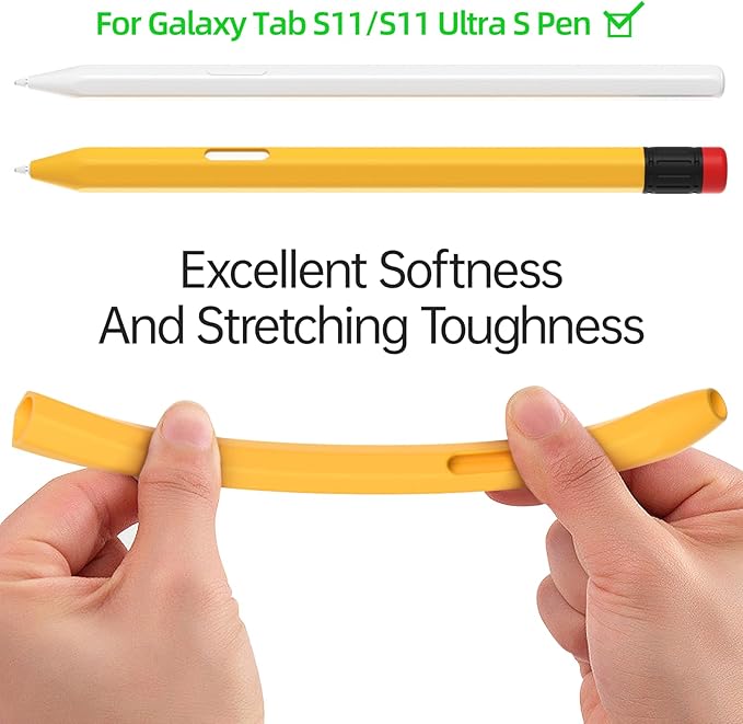 AZF Compatible with Samsung Galaxy Tab S Pen S11/S11 Ultra S Pen Case,Classic Design Silicone Protective Sleeve, Anti-Slip, Drop-Resistant Comfortable gripSupport Magnetic Charging. (Yellow)