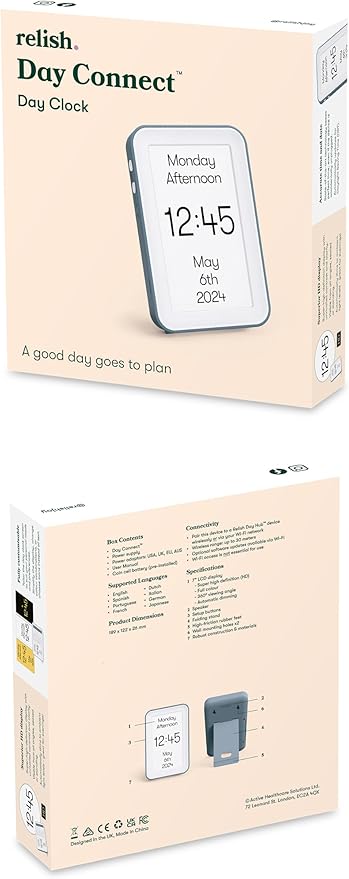 Relish Day Connect – Dementia Clock, HD Large Screen Digital Calendar Clock for Seniors and People with Memory Loss with Large Number, Day, Date and Time