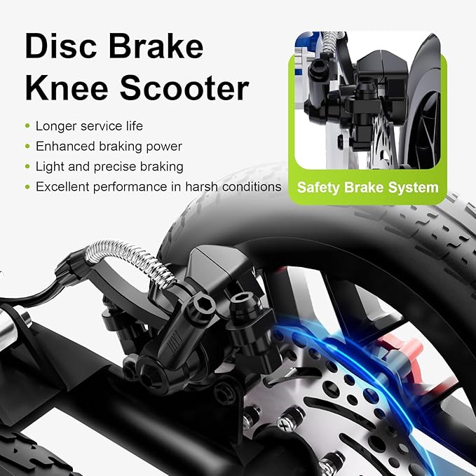 BlessReach Deluxe Medical Scooter Double Handbrake, All Terrain Steerable Knee Scooter Crutch Alternative, for Adults Injured Ankle & Foot Recovery in Blacks