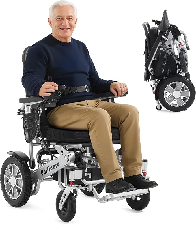 Unificate Foldable Electric Wheelchair for Adults: 3.7 MPH Max Speed & 5-Speed Adjustable | Smooth Start & Auto Brake | 300 lbs Capacity | Travel Mobility Scooter