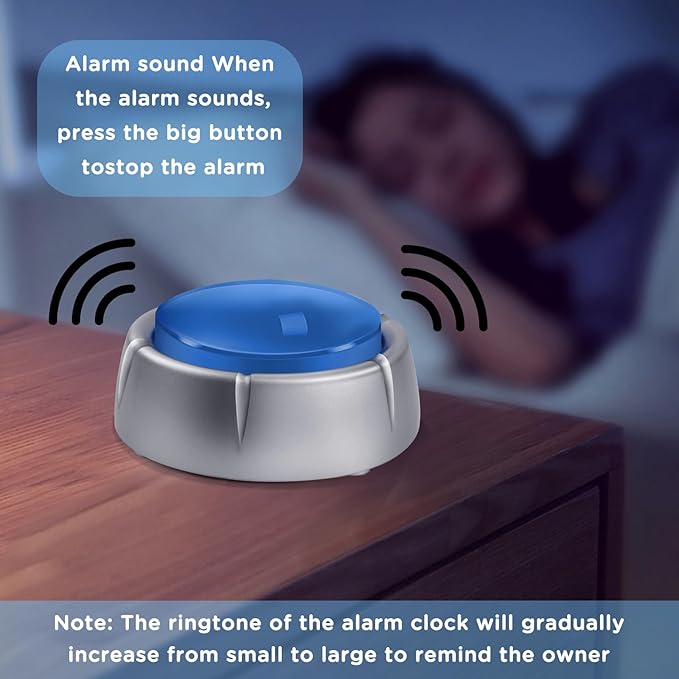Talking Button Clock, Talking Alarm Clock with Volume Control, Telling Time and Day of The Week, Alarm, Gift Clock for Mother,Father,Seniors,Elderly,Blind People, Blue