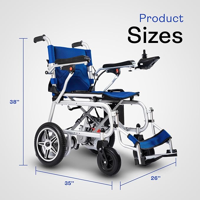 Artemis Pro Lightweight Foldable Electric Wheelchairs for Seniors - 2x250W Power Wheelchair - Travel/User Friendly Electric Wheelchairs for Seniors, Long Range Electric Wheelchair (Blue)