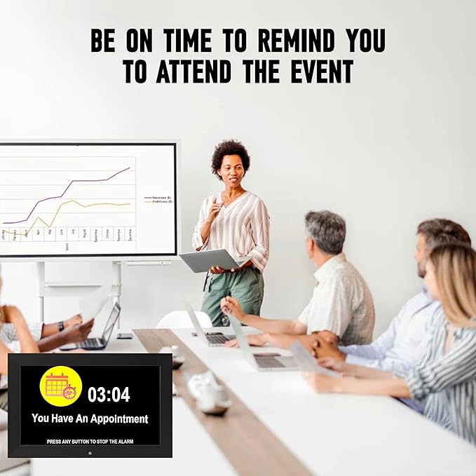 Digital Alarm Clock, Multiple Alarm Functions, Clock with Date and Day, Digital Alarm and Electronic Calendar for Seniors (White, 7 inch) (10-inch Black WiFi)