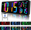 XREXS Large Digital Wall Clock Bluetooth Sync, 17.2" RGB Color Changing Digital Clock with Remote Control, Adjustable Brightness Grandfather Clock, Temperature for Home, Gym and Classroom